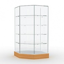 Торговая стеклянная витрина для магазина со стеклянным верхом, высота 1735мм, задняя стенка стеклянная. MD-B-4C 