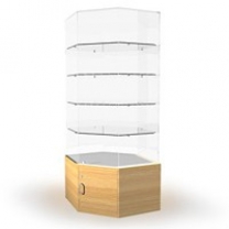 Торговая стеклянная витрина для магазина со стеклянным верхом, высота 2073мм, задняя стенка зеркальная. MD-B-04CD.MR