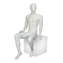 Манекен мужской сидячий, скульптурный, белый, MD-NS CA 34-01M