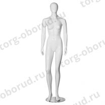 Манекен женский белый глянцевый, кукла в полный рост без лица MD-Glance 18(бел)
