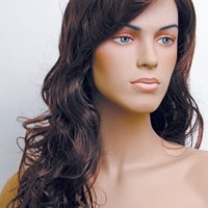 Парик женский для манекена, искусственный, длинные волнистые волосы, без челки, цвет темный каштан, MD-584A (1BT33)