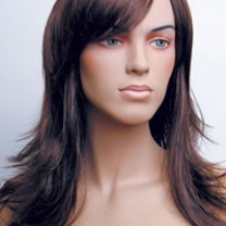 Парик женский для манекена, искусственный, длинные прямые волосы, без челки, цвет темный каштан, MD-8900 (1BT33)