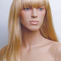 Парик женский для манекена, искусственный, длинные прямые волосы, с челкой, цвет бронзовый блондин, MD-YS-9025 (26T613)