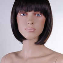 Парик женский для манекена, искусственный, прямые волосы средней длины, с челкой, цвет темный каштан, MD-E0804 (1BT33)