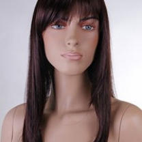 Парик женский для манекена, искусственный, длинные прямые волосы, с челкой, цвет темный каштан, MD-2576L (1BT33)