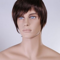 Парик мужской для манекена, искусственный, короткие прямые волосы, с челкой, цвет темный каштан, MD-162 (1BT33)