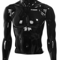 Манекен торс мужской укороченный, с головой, цвет черный глянец, MD-C-11-02G