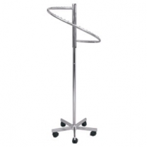 Вешало - стойка для одежды напольная металлическая со спиралью нерегулируемая передвижная на колесах, хром, MD-ST 042 F