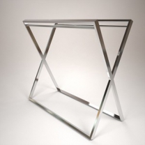 Вешало - стойка для одежды. Вешалка напольная металлическая одноярусная двухрядная, полированная нержавеющая сталь, MD-NRG.003.PNS