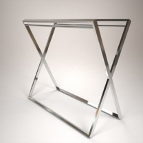 Вешало - стойка для одежды. Вешалка напольная металлическая одноярусная двухрядная, шлифованная нержавеющая сталь, MD-NRG.003.NS