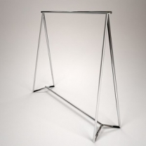 Вешало - стойка для одежды. Вешалка напольная металлическая одноярусная, полированная нержавеющая сталь, MD-NRG.004.PNS