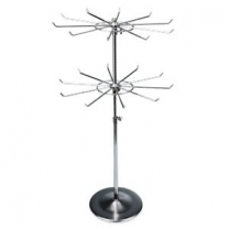 Вешалка - стойка настольная металлическая двухъярусная на круглой подставке, хром, MD-3-028