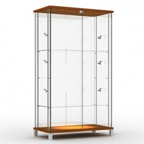 Торговая стеклянная витрина для магазина с 3-мя полками без освещения, распашные дверцы, MD-K.OKT.002