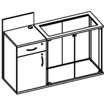 Торговый стеклянный прилавок для магазина без полок и опор, левый, MD-Okтa.005