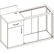 Торговый прилавок с местом под кассу слева, без полок и опор (2двери+замок), MD-OKП.005.PVH.26G