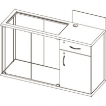 Торговый прилавок с местом под кассу справа, без полок и опор (2двери+замок), MD-OKП.005-01.COL.26G
