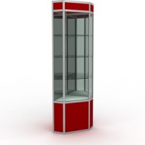 Торговая остекленная витрина для магазина, угловая, с освещением, задняя стенка зеркало, MD-WW1-5050 NZ.MIR