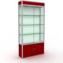 Торговая стеклянная витрина для магазина, с освещением, узкая, задняя стенка ДСП, MD-WW1-30100 ZD SD.DSP