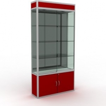 Торговая стеклянная витрина для магазина, с освещением, узкая, задняя стенка зеркальная, MD-WW1-30100 ZD SD.MIR