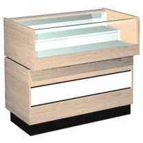 Торговый прилавок для магазина остекленный с двумя полками, клееное стекло MD-K.KAR.01