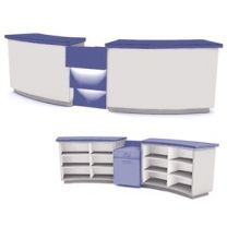 Расчетный узел для магазина, с местом под кассу, ширина 2885мм, цвет на выбор, MD-NES.0029