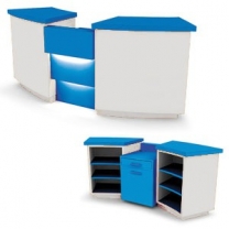 Ресепшн для магазина, с местом под кассу, шириа 2400мм, цвет на выбор, MD-NES.0002