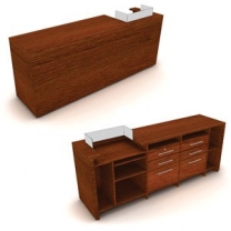 Ресепшн для магазина, с местом под кассу, правый, ширина 2400мм, цвет на выбор, MD-NES.0024.2400.R