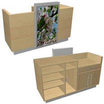 Стол кассовый для магазина, со световой панелью, ширина 1600мм, цвет на выбор, MD-NES.0035