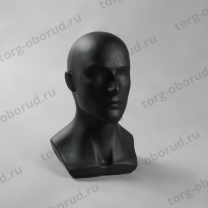 Мужской манекен головы для шапок, черный матовый Г-402(черн мат)