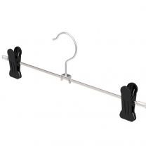 Вешалка плечики с зажимом для одежды металлическая с прищепками для брюк, одноярусная. ML-32(черн)