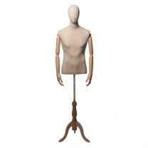 Торс-манекен с деревянными руками, мужской, для магазина одежды, на подставке, MD-ORG.001.LBG