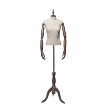 Торс-манекен с деревянными руками, женский, для магазина одежды, на подставке, без головы, MD-ORG.004.DBG