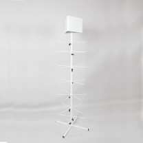 Стойка (вешало) напольная, двухъярусная, вращающаяся, под зонты, брелоки, бижутерию с баннером СТ-142-3-Л(бел)