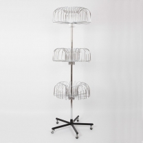 Стойка под шапки трехъярусная, 96 крючков для шапок, хром/черный СТ-096