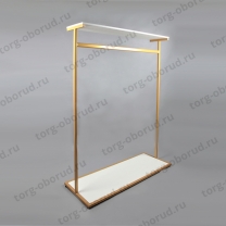 Вешало-стойка для одежды, не регулируемое, неразборное, золотое с полками A-СТ-111-Л(зол/бел)