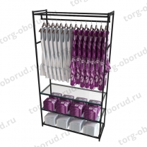 Стеллаж напольный для магазина с полками из стекла AC22120-11(черн)