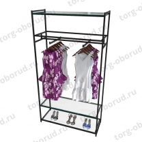 Стеллаж напольный для магазина с полками из стекла AC22120-12(черн)