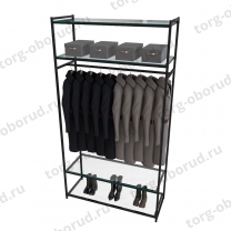 Стеллаж напольный для магазина с полками из стекла AC22120-15(черн)