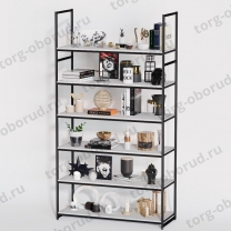 Стеллаж напольный для магазина с полками ЛДСП A22120-20(ч/б)