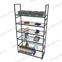 Стеллаж напольный для магазина с полками из стекла AC22120-20(черн)