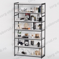 Стеллаж напольный для магазина с полками ЛДСП A22120-21(ч/б)