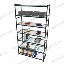 Стеллаж напольный для магазина с полками из стекла AC22120-21(черн)