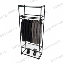 Стеллаж напольный для магазина с полками из стекла AC2290-13(черн)