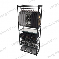 Стеллаж напольный для магазина с полками из стекла AC2290-19(черн)