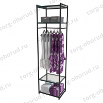 Стеллаж напольный для магазина с полками из стекла AC2260-15(черн)