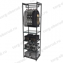 Стеллаж напольный для магазина с полками из стекла AC2260-19(черн)