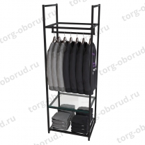 Стеллаж напольный для магазина с полками из стекла AC1760-09(черн)