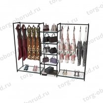 Стеллаж напольный для магазина с полками KC1703(черн)