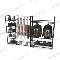 Стеллаж напольный для магазина с полками KC1708(черн)