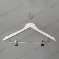 Вешалка (плечики) антивандальная деревянная с зажимами 66NB/AB(бел/хром)